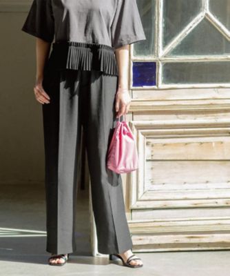 美脚ストレッチストレートワイドパンツ【洗濯機OK