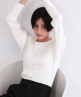 シルバー多ボタン ランダムリブニットカーディガン【洗濯機OK