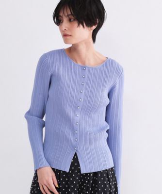 シルバー多ボタン ランダムリブニットカーディガン【洗濯機OK