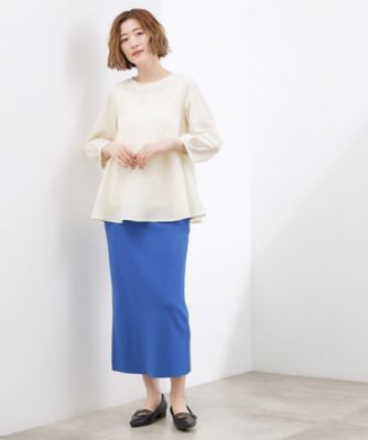 UVカット・体型カバーも叶う】麻調メッシュランタンスリーブブラウス