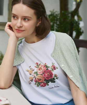 ＜LAURA ASHLEY＞【ギフトにおすすめ！５分袖／接触冷感／ＵＶカット】エレンボロー　ローズ柄Ｔシャツ（２００２６００５７９）