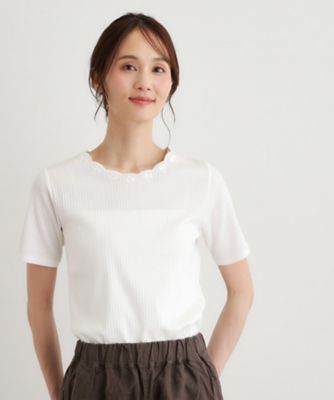 ＜LAURA ASHLEY＞【日本製／コットン１００％】スカラップ刺繍カットソー（２００２６００５８０）