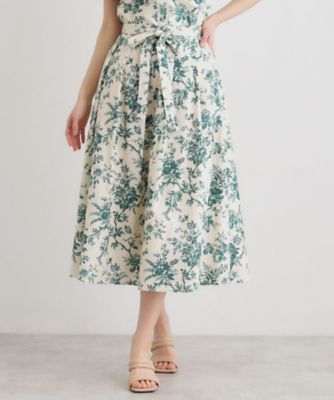 ＜LAURA ASHLEY＞【洗える／コットン１００％／ウエストゴム／３ｃｏｌｏｒｓ】ウォールド　ガーデン柄スカート（２００２６００５８９）