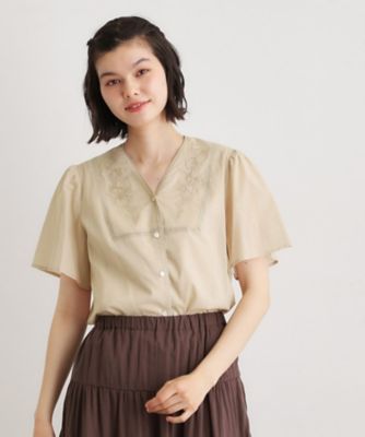 ＜LAURA ASHLEY＞【洗える／コットン１００％】ヨーク刺繍ブラウス（２００２６００５９１）