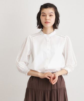 ＜LAURA ASHLEY＞【コットン１００％／ゆったりシルエット】ブロダリーアングレーズ　コットンブラウス（２００２６００５９２）