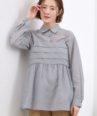 2点SET】今どきシアーシャツ＆キャミセット（2002600603