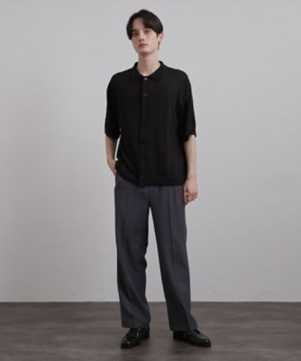 FR2GOLF 半袖ニット XLサイズ ブラック CLEL クレイル】完売 ベーシック/スプレー 畦編み半袖ニットシャツ