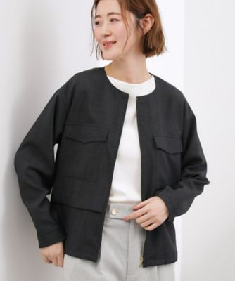＜GROVE (Women)＞【貴島明日香さん着用・洗える】麻調ノーカラーブルゾン（２００２６００６７５）