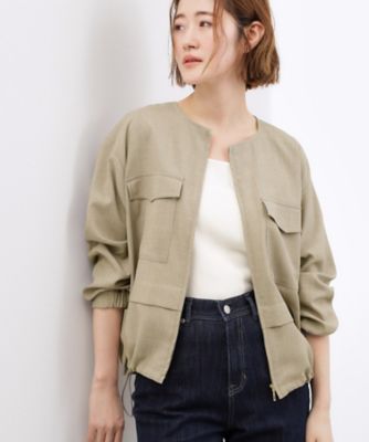 美品 マルティニーク 上品 オーガンジー シアー ノーカラーブルゾン ブラック 軽やかさと気品を纏う。シアーオーガンジーノーカラーブルゾン