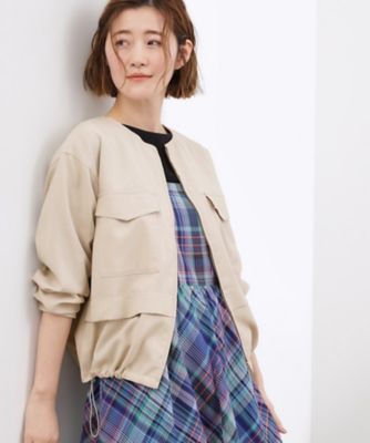 美品 23区 ショールカラー ブルゾン 春物 ベージュ 洗える ポケット 大きめ 洗える】シアー ブルゾン（JKWWSM0403） | 23区 L (Women