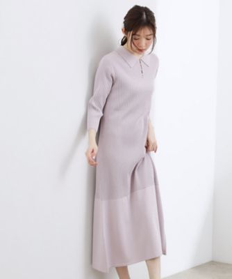 高評価！【洗える】大人の上品ポロニットワンピース
