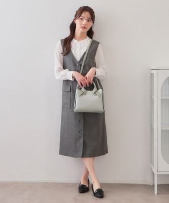 2WAY】バイカラーリボンハンドル合成皮革ミドルトートバッグ