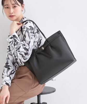 ベルトデザイン軽量シュリンク合成皮革A4トート