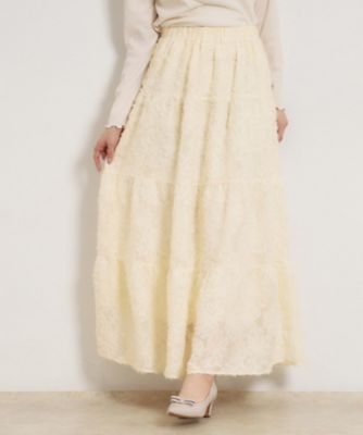 ＜COUTURE BROOCH (Women)＞ティアードフラワーモチーフロングスカート（２００２６０１０１５）