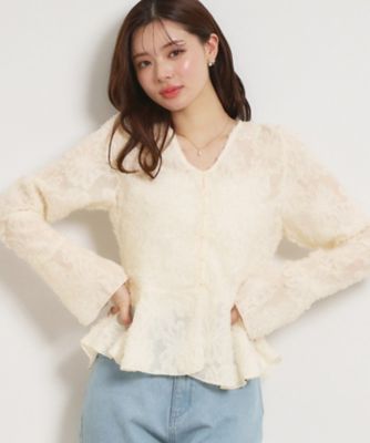 ペプラムフラワーモチーフブラウス（2002601016） | COUTURE