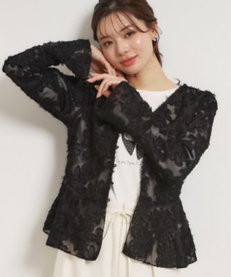 ペプラムフラワーモチーフブラウス（2002601016） | COUTURE