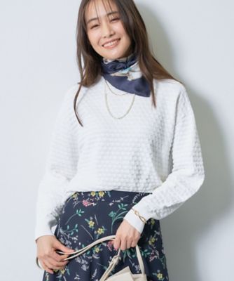 ＜INDIVI L (Women/大きいサイズ)＞【洗える／凹凸編み】ジャカードニット（２００２６０１０３３）