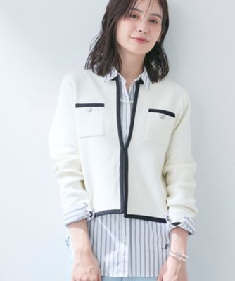 ＜INDIVI L (Women/大きいサイズ)＞【軽量／セレモニー】ブークレジャケット　ニットカーディガン（２００２６０１０３４）