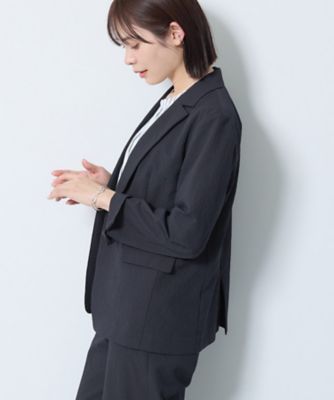 洗える／UVケア／SETUP可能】サッカー素材テーラードジャケット