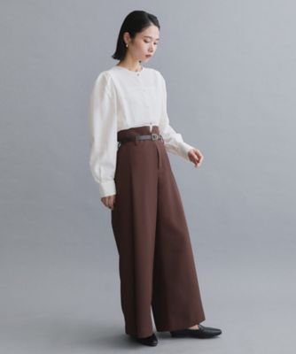 es】フロント金ボタンタックスリーブブラウス【洗濯機OK