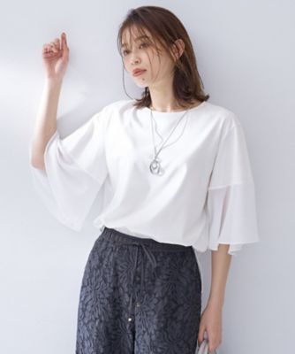 ＜UNTITLED (Women)＞【洗える／袖シアー／Ｔシャツ風】袖シアープルオーバー（２００２６０１２２５）