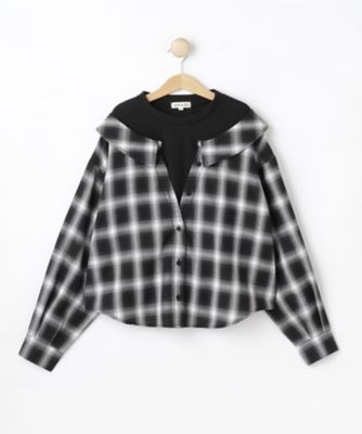 ＜SHOO･LA･RUE (Baby&Kids)＞【１３０－１５０ｃｍ】チェックシャツドッキングトップス（２００２６０１２３１）