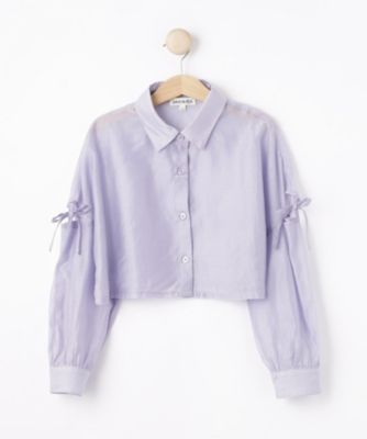 130－150cm】クロップドシアーリボンシャツ 