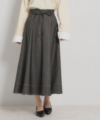 ＜COUTURE BROOCH (Women)＞【洗える】デニムライク細リボンスカート（２００２６０１２６５）