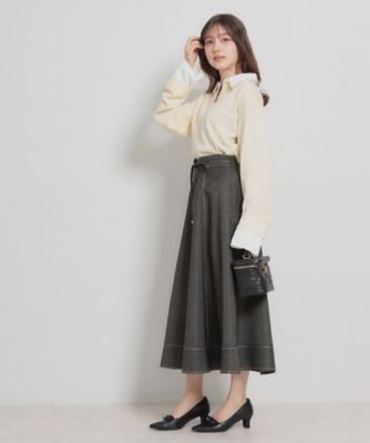 洗える】デニムライク細リボンスカート（2002601265