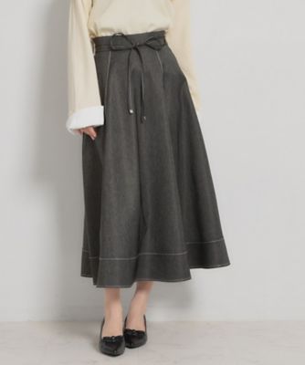 洗える】デニムライク細リボンスカート（2002601265