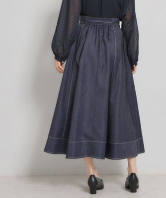 洗える】デニムライク細リボンスカート（2002601265