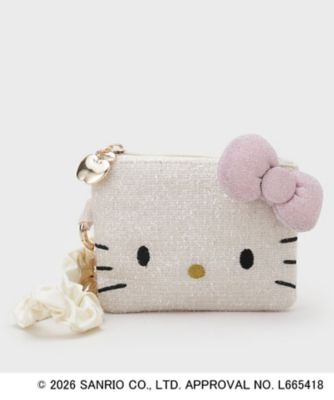 ◇【ハローキティ】フェイス型2WAYキラキラフラットポーチ