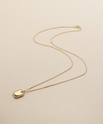 ＜COCOSHNIK (Women)＞Ｋ１０ダイヤモンド　フレームコーナーカットプレート　ネックレス大（２００２６０１７０３）