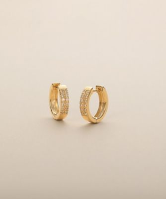 ＜COCOSHNIK (Women)＞Ｋ１０ダイヤモンド　シートパヴェ　中折れピアス（２００２６０１７０６）