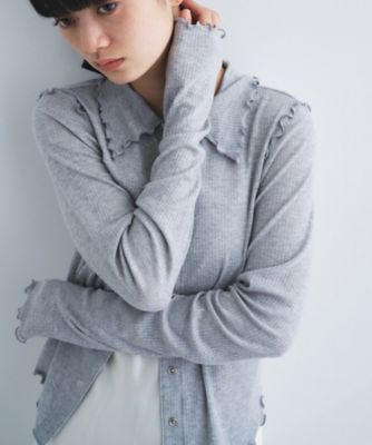 edge－fit ribbed cardigan