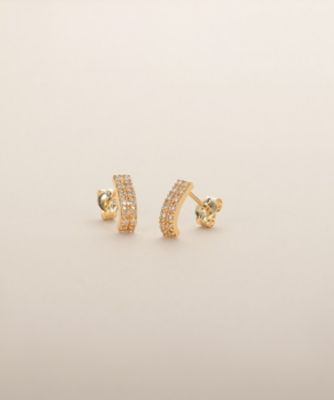 ＜COCOSHNIK (Women)＞Ｋ１０ダイヤモンド　カーブライン　スタッドピアス太（２００２６０１９４３）