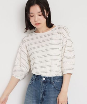 1枚で美人見え】 フリルレースボーダートップス