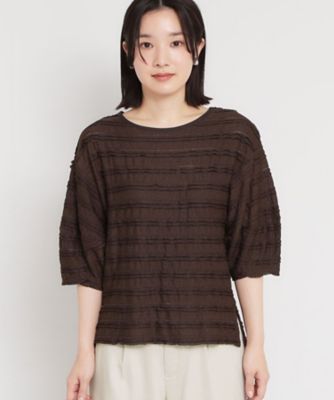 14SS レースボーダーカットソー 日本製］レースデザインボーダーカットソー | GIANNI LO GIUDICE(Women
