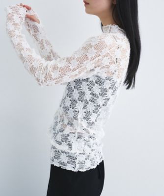 floral lace highneck tops
