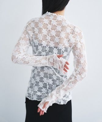 floral lace highneck tops