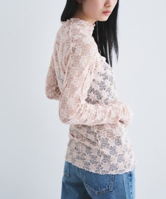 floral lace highneck tops