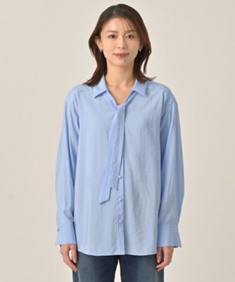 23SS 美品　RonHerman ボウタイブラウス コットン 水色 ふんわり⭐︎ リラックスボウタイブラウス（2002602006） | UNTITLED