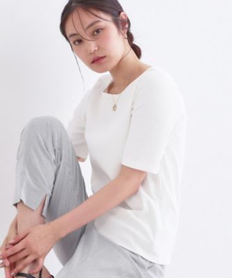 ＜OPAQUE.CLIP (Women)＞ベーシックリブボートネックカットソー【洗濯機ＯＫ】（２００２６０２１３０）