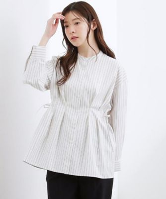 ＜GROVE (Women)＞【体型カバー】ウエストタック　スタンドネックシャツ（２００２６０２１４８）
