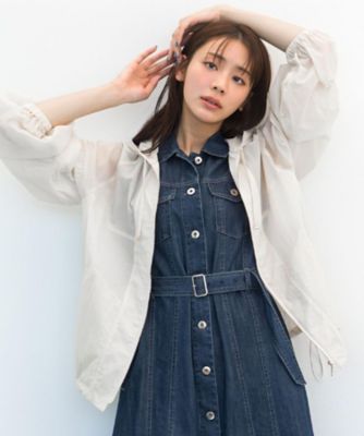 美品 アンテプリマ シワになりにくい薄手ブルゾン42 貴島明日香さん着用・洗える】軽やかシアーナイロンフーディブルゾン