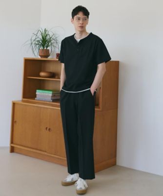 1枚でちゃんとして見える】ヘンリーネック レイヤード風 半袖Tシャツ