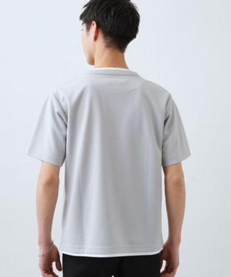 1枚でちゃんとして見える】ヘンリーネック レイヤード風 半袖Tシャツ