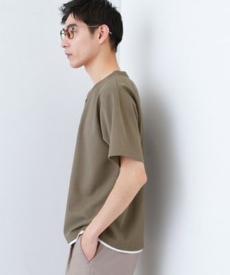 1枚でちゃんとして見える】ヘンリーネック レイヤード風 半袖Tシャツ