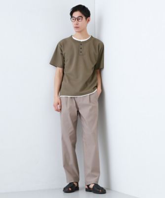 1枚でちゃんとして見える】ヘンリーネック レイヤード風 半袖Tシャツ