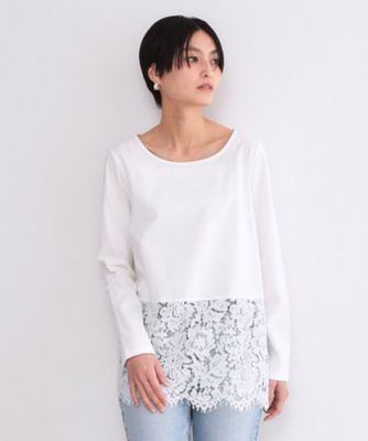 ＜OPAQUE.CLIP (Women)＞裾レースカットソー【洗濯機ＯＫ】（２００２６０２４３９）